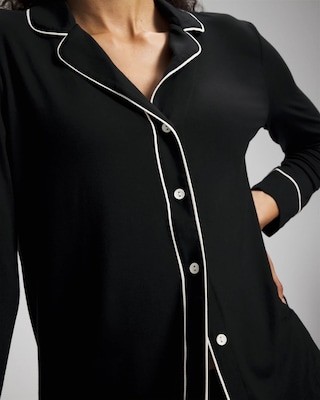 Long-Sleeve Notch Collar Pajama Top click to view larger image.