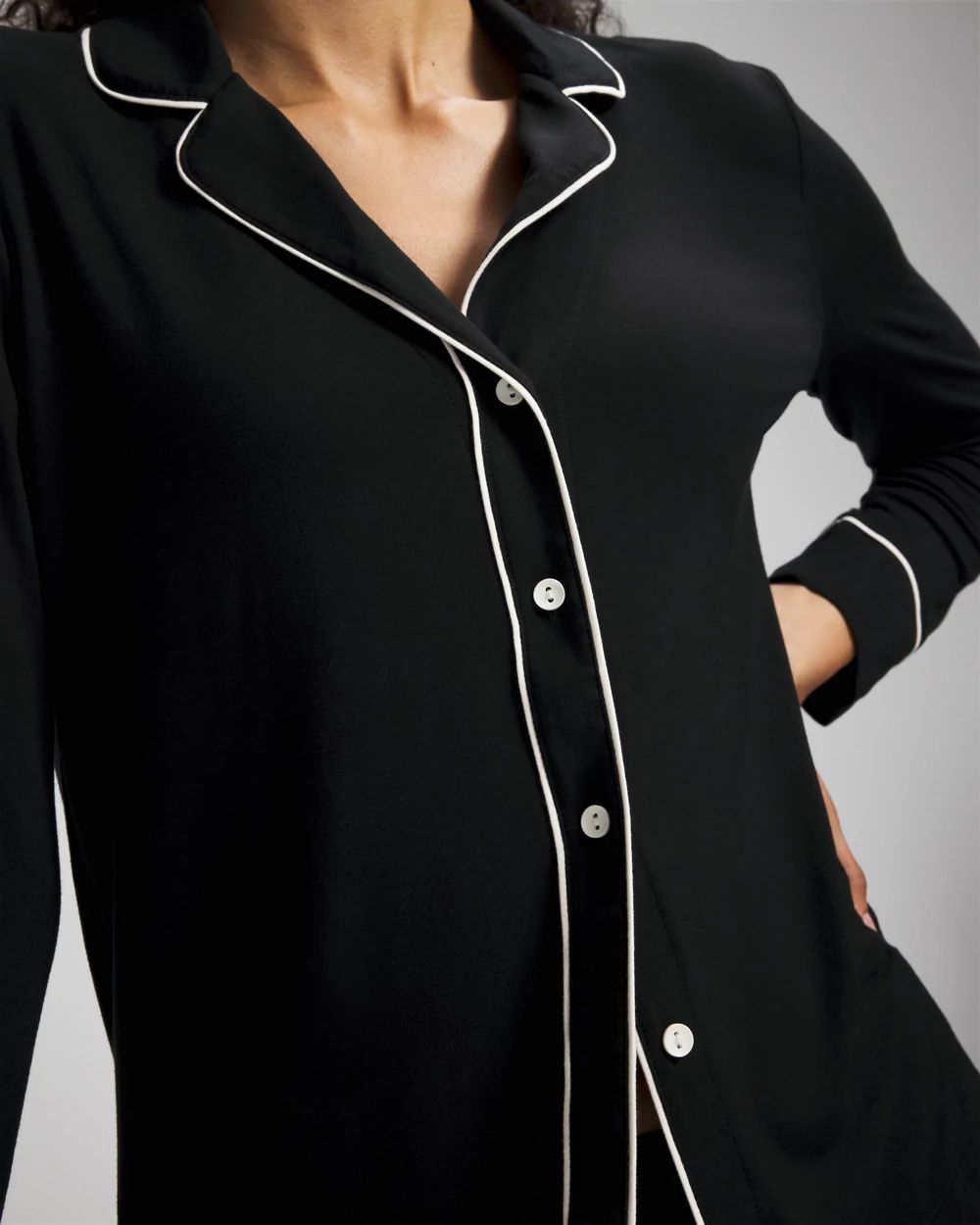 Cool Nights Long-Sleeve Notch Collar Pajama Top