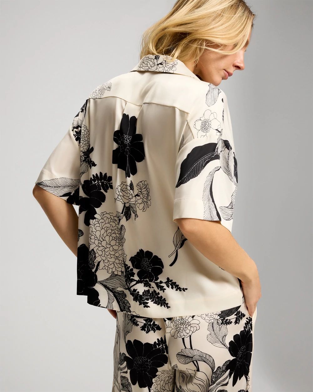 Short Sleeve Notch Collar Pajama Top click to view larger image.