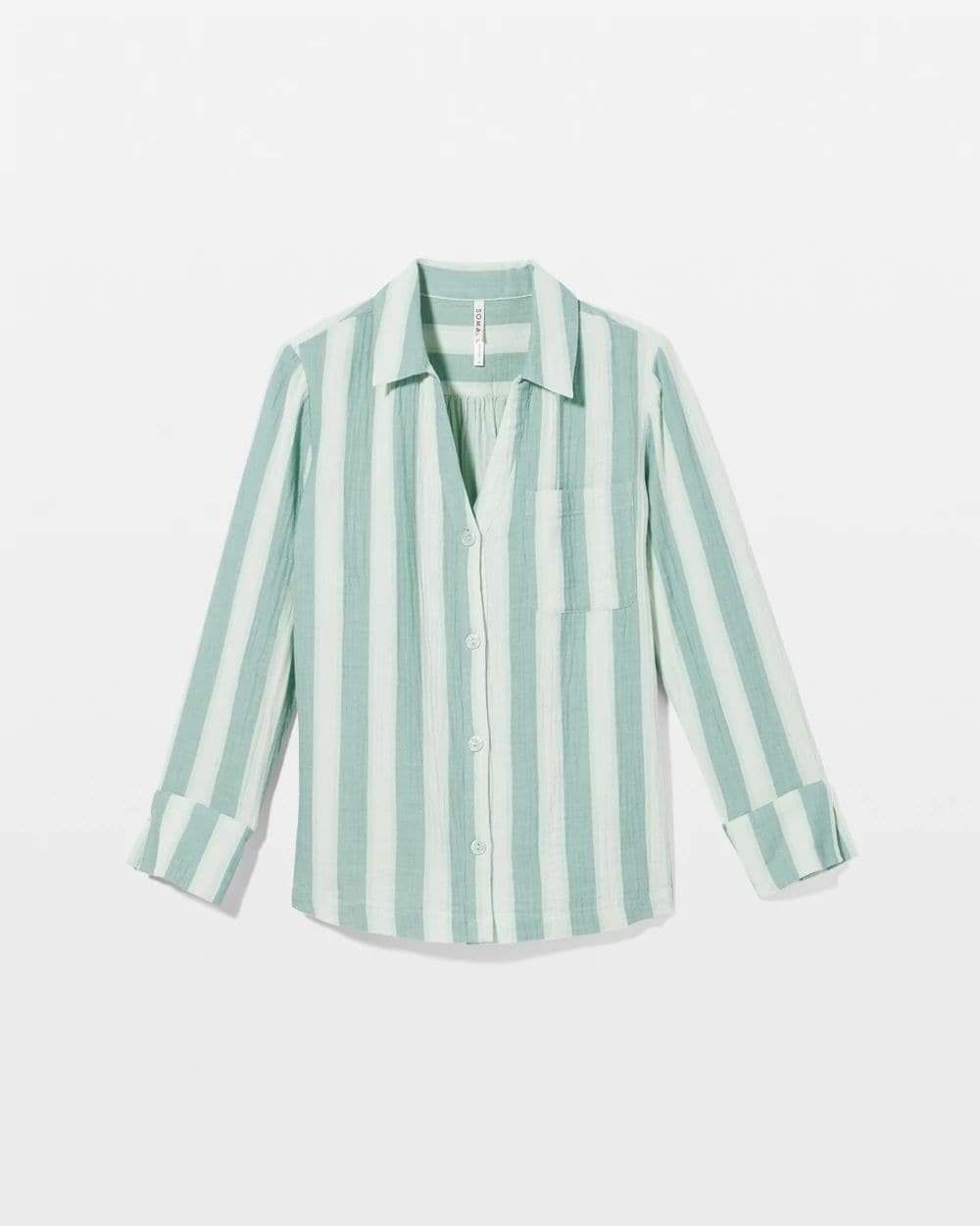 Cotton Gauze Long Sleeve Notch Collar Pajama Top