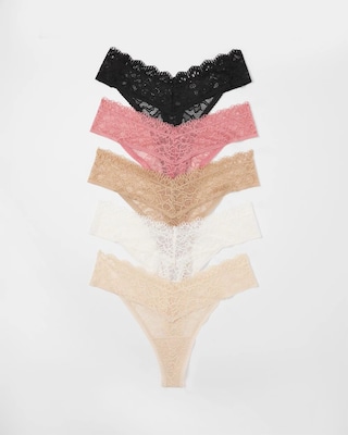 Thong Panty with Enchanting Lace 5 Pack
