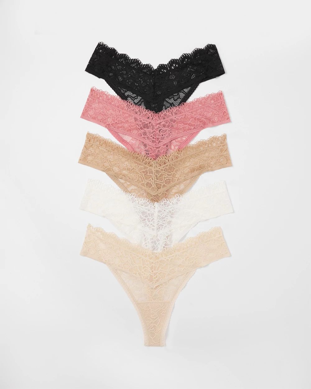 Embraceable Thong Panty with Enchanting Lace 5 Pack