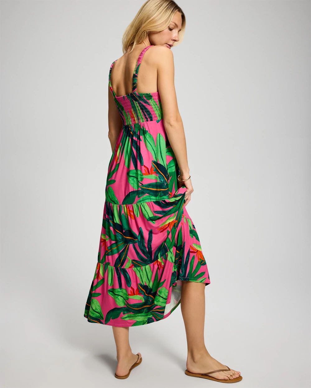 Soft Jersey Smocked Bodice Maxi Bra Dress click to view larger image.