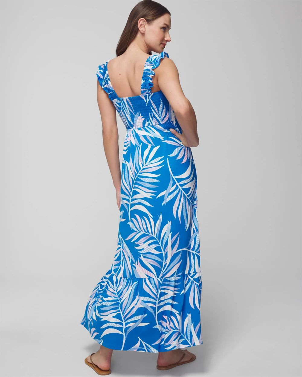Smocked Flutter Sleeve Maxi Bra Dress