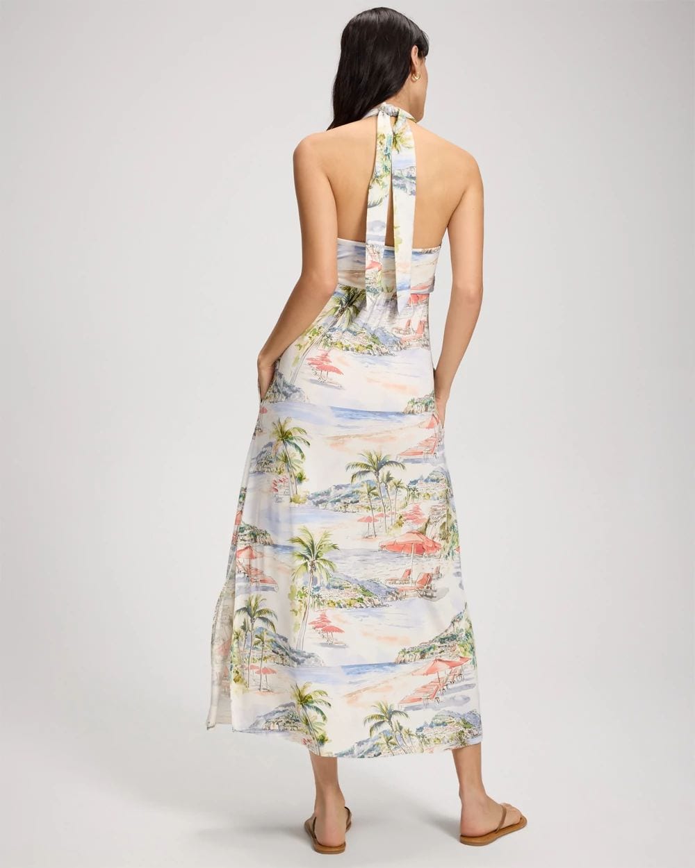 Soft Jersey Twist-Front Halter Maxi Bra Dress