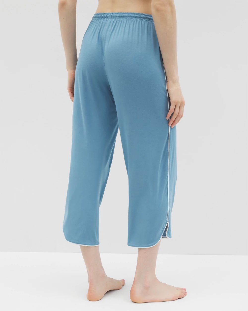 Cool Nights Solid Piped Crop Pajama Pant