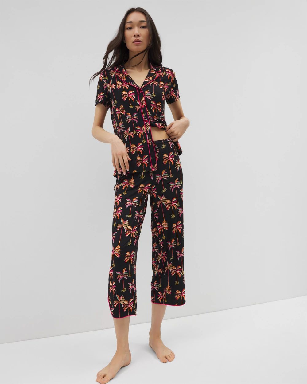 Cool Nights Piped Crop Pajama Pants