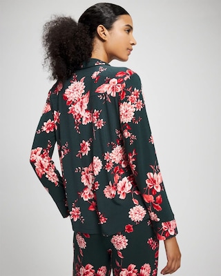 Cool Nights Long Sleeve Notch Collar with Piped Placket Pajama Top click to view larger image.