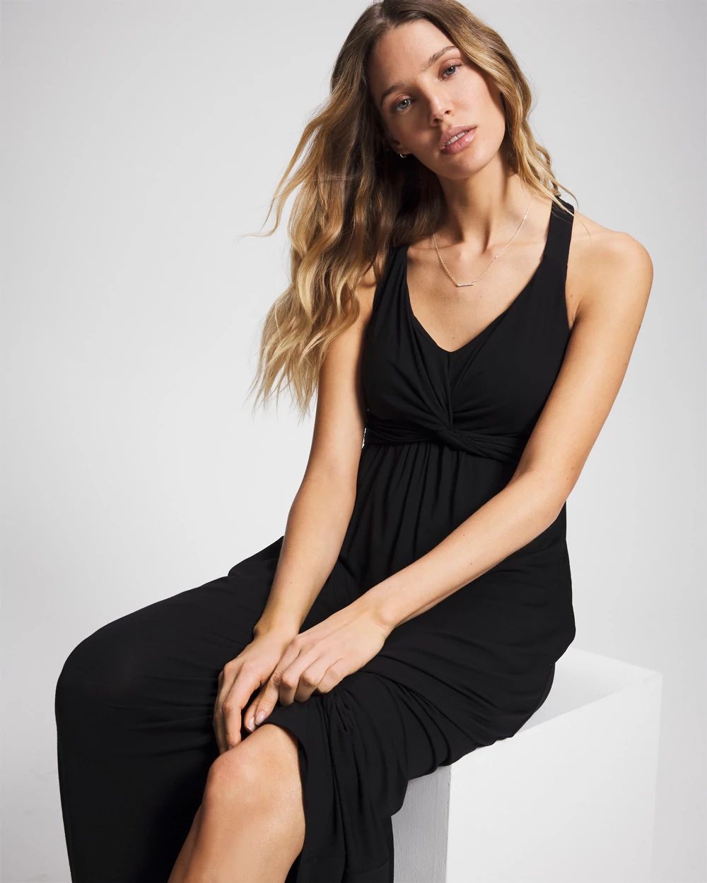 Soft Jersey Twist Front Maxi Dress click to view larger image.