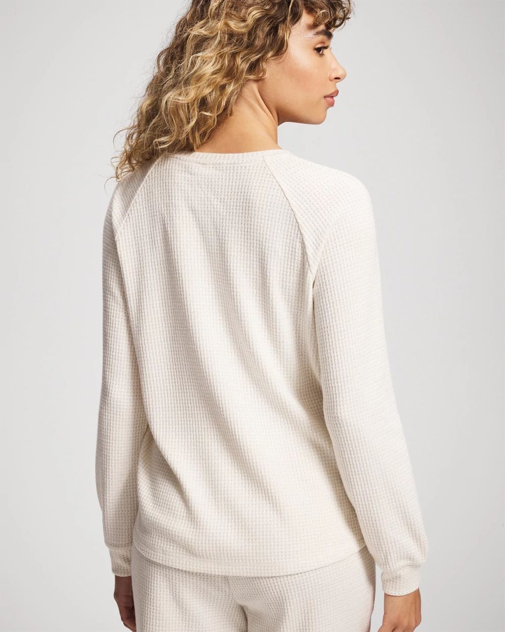 Cozy Waffle Long Sleeve V-Neck Pajama Top