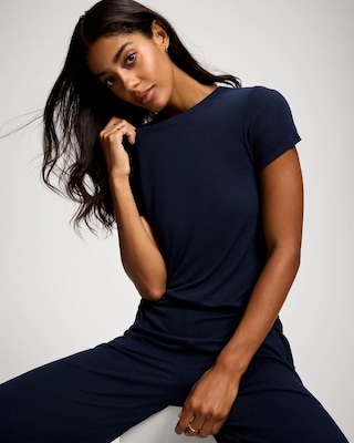Lightweight Rib Knit Slim Fit Pajama Baby Tee click to view larger image.