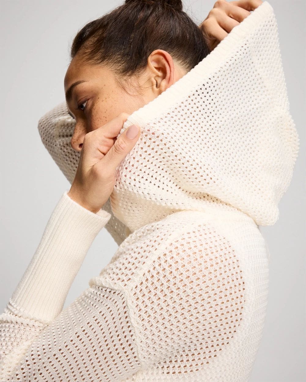 Recycled Yarn Open Stitch Hoodie