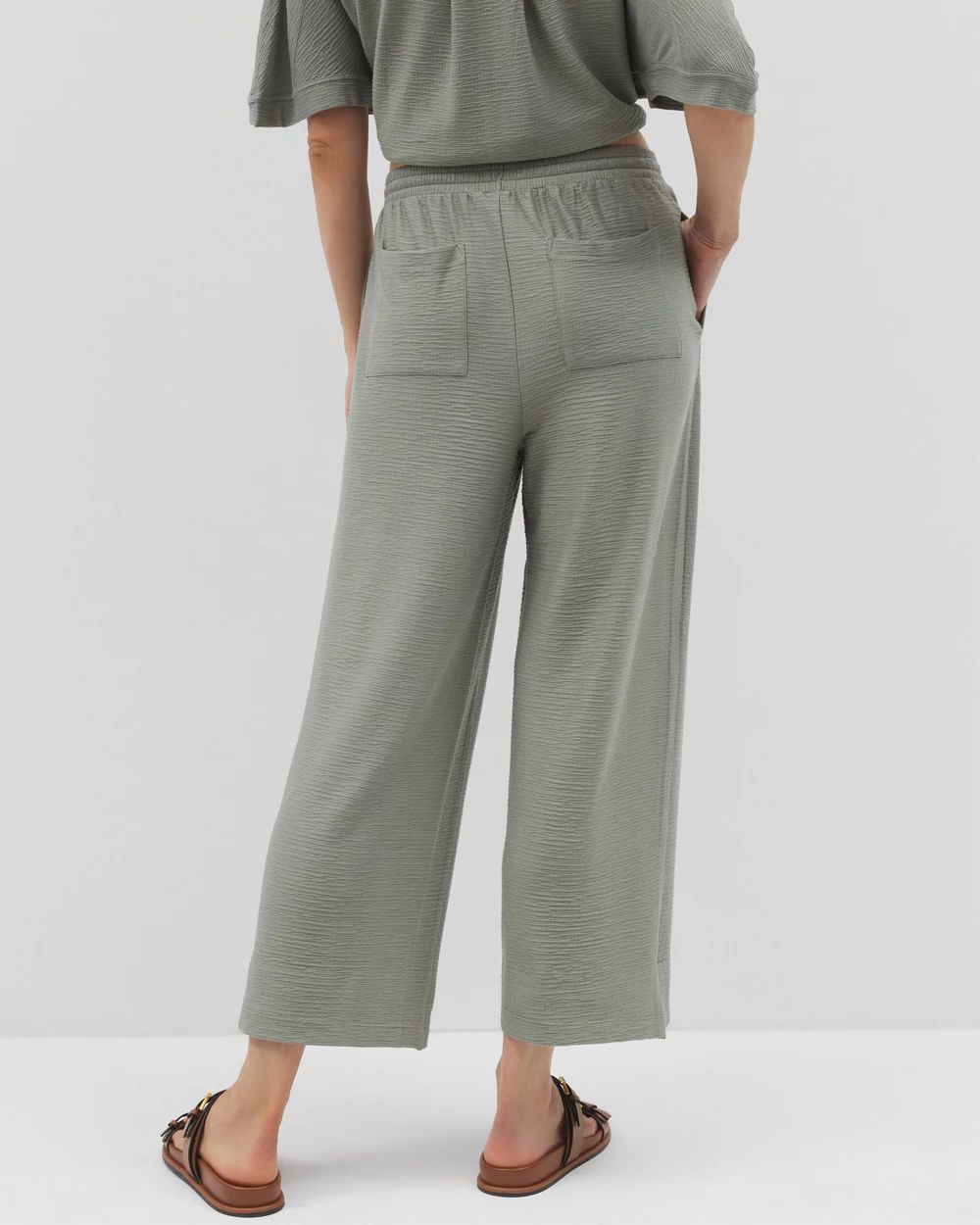 Crinkle Knit Wide Leg Pant
