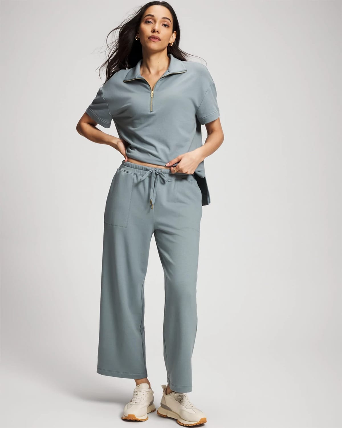 Women's Essential Terry Crop Pants in Blue size XS | Soma, Lounge Set