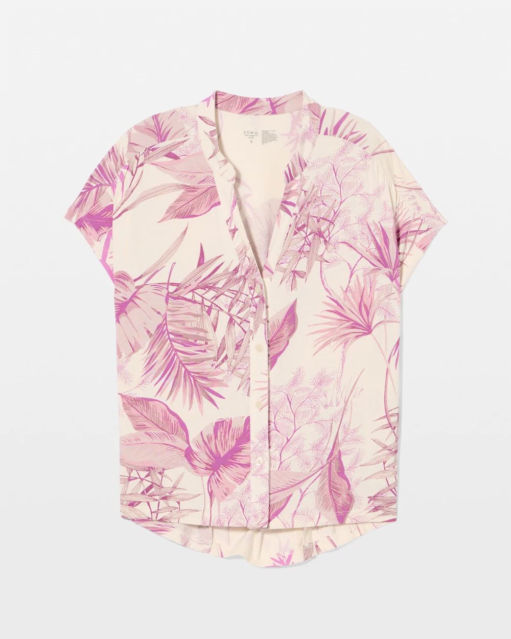 Cool Nights Mandarin Collar Short Sleeve Pajama Top