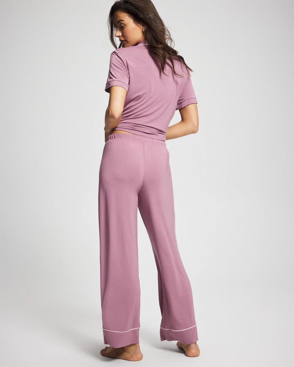 Solid Piped Pajama Pant