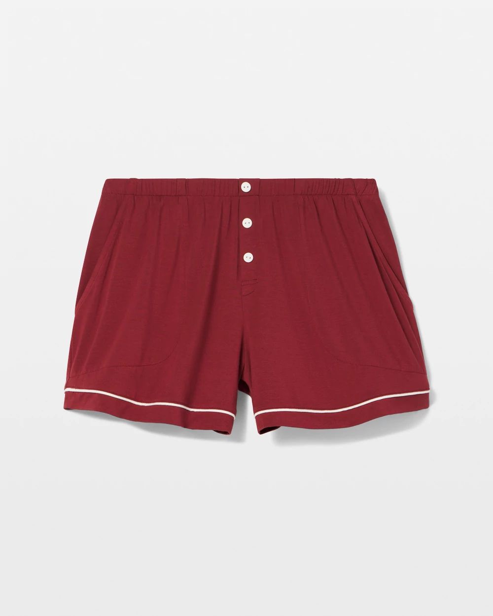 Cool Nights Solid Piped Pajama Shorts