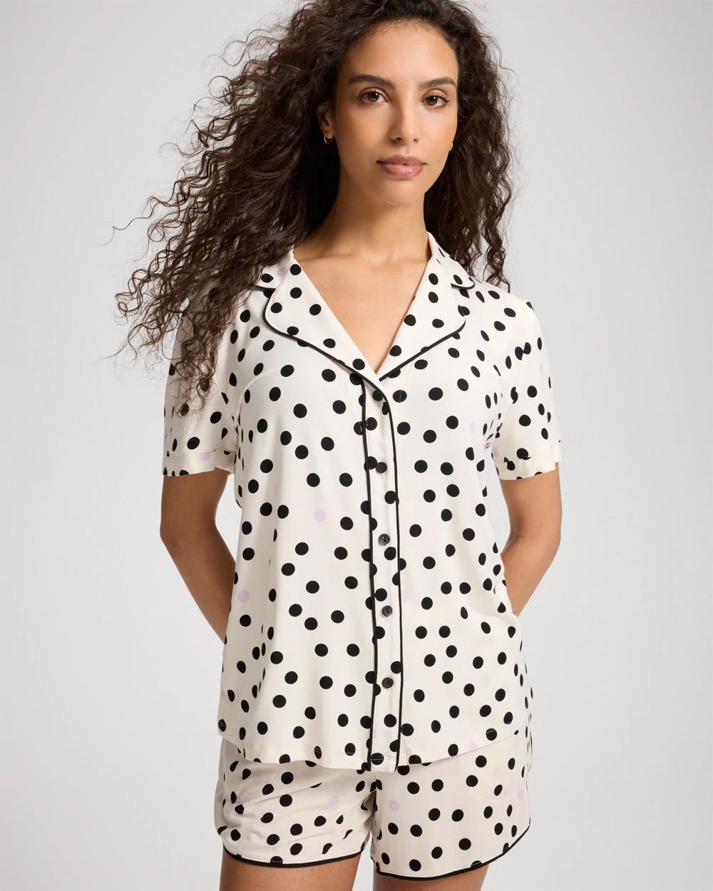 Cool Nights Short Sleeve Notch Collar Pajama Top