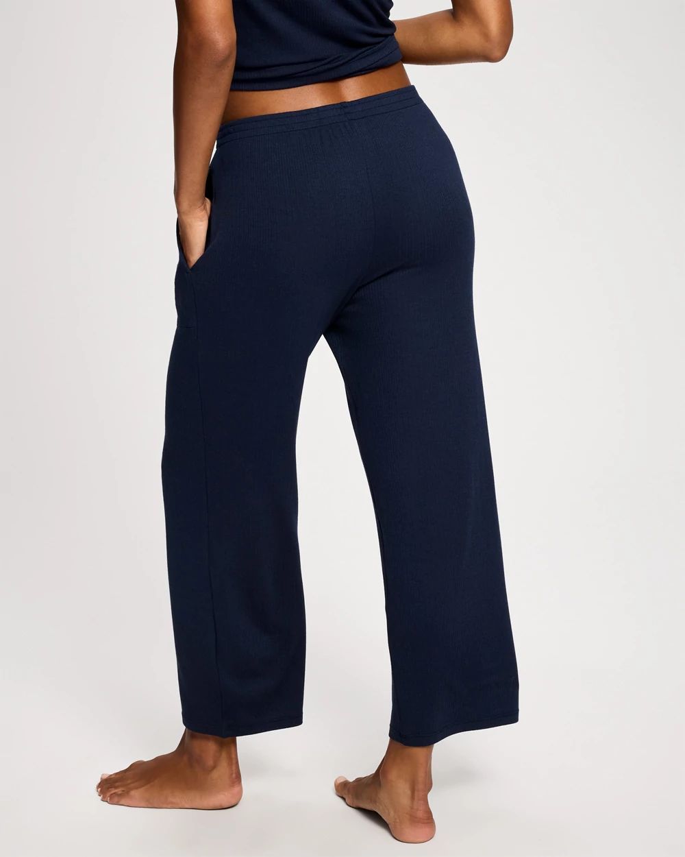 Lightweight Rib Knit Crop Pajama Pants click to view larger image.