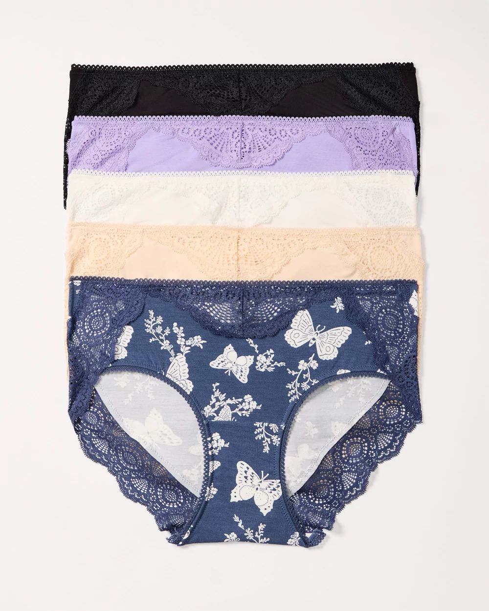 Embraceable Hipster Panty with Crochet Lace Waist 5 Pack