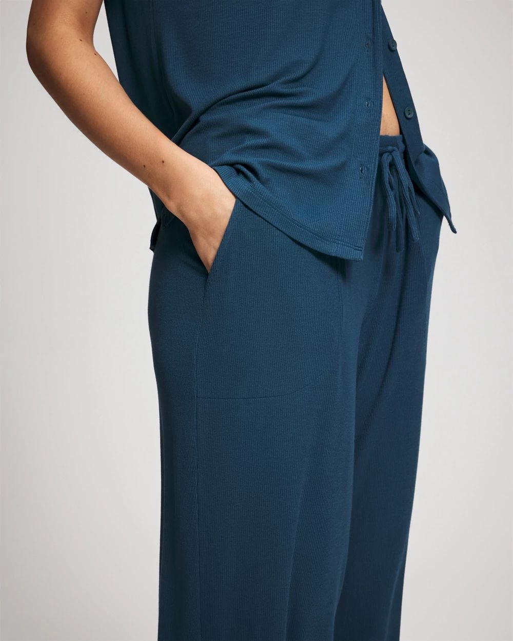 Rib Cropped Pajama Pants click to view larger image.