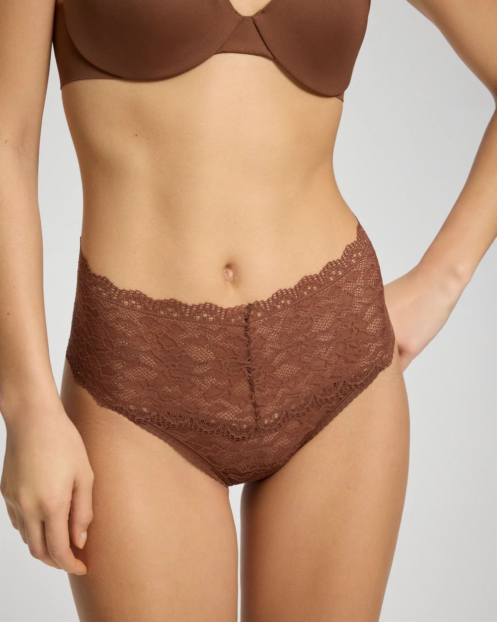 Embraceable High-Waist Thong Panty with Enchanting Lace