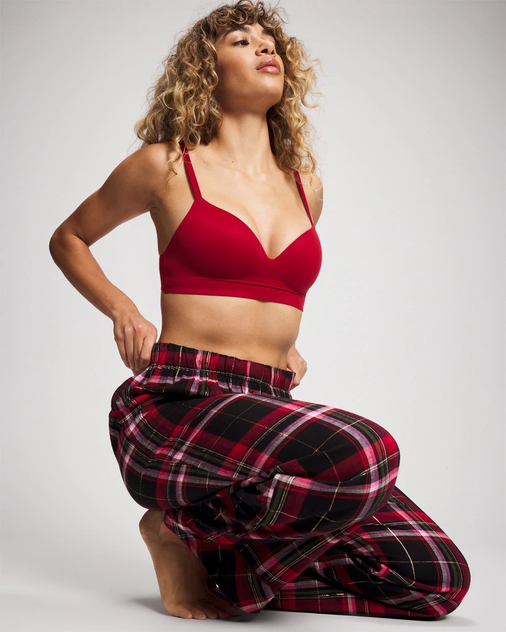 Flannel Velvet Piped Relaxed Pajama Pant