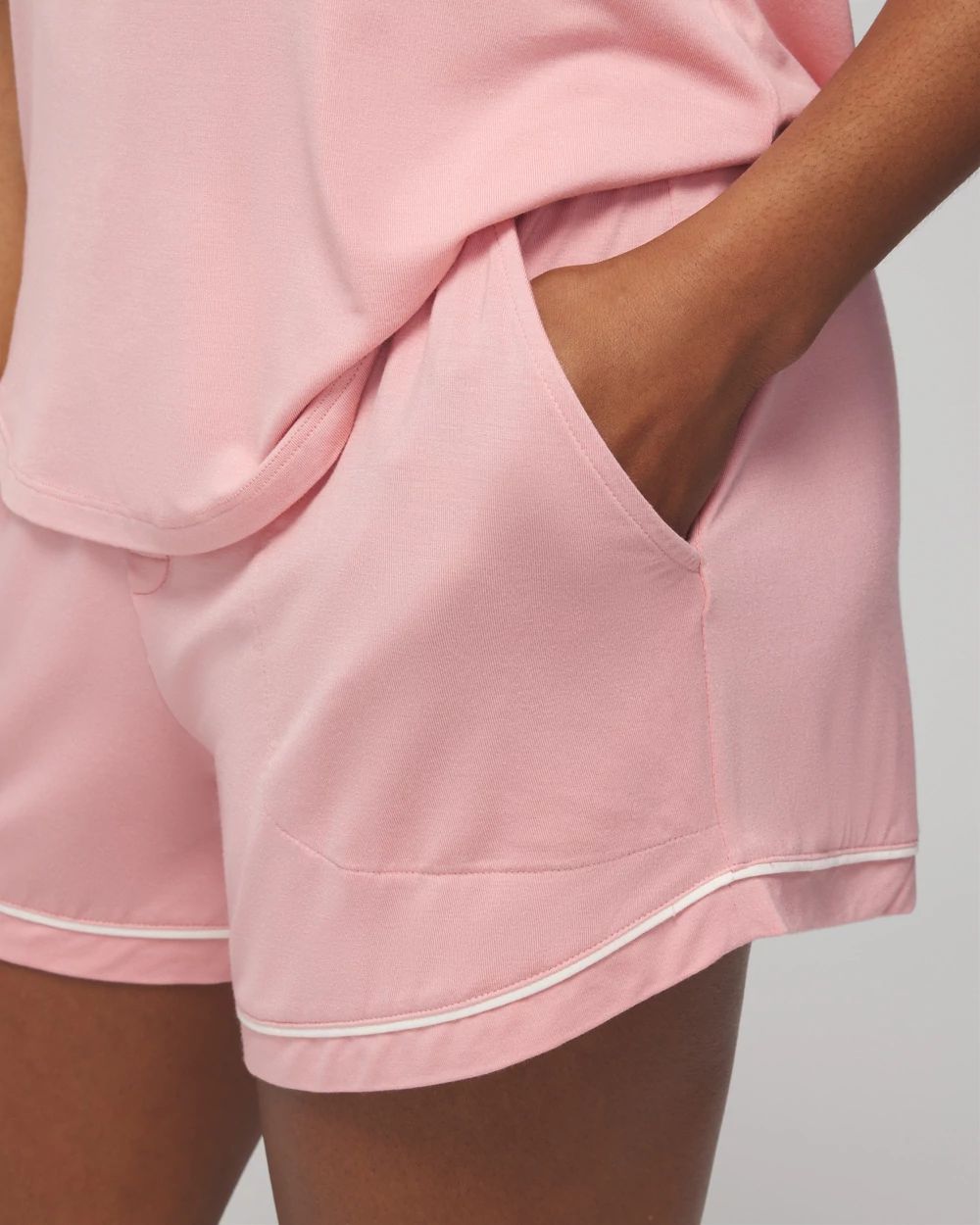 Cool Nights Solid Piped Pajama Shorts