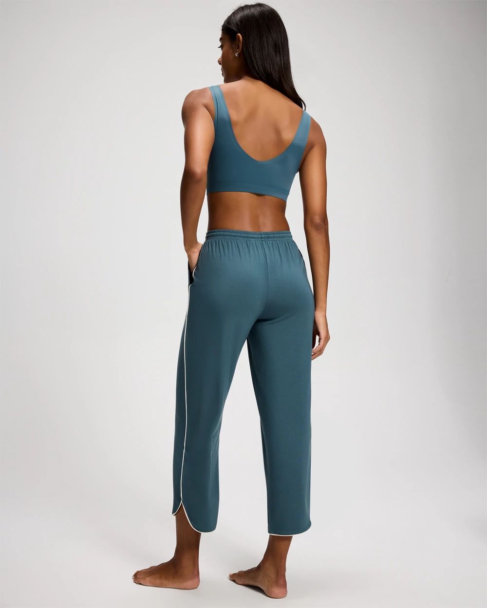 Cool Nights Solid Piped Crop Pajama Pant