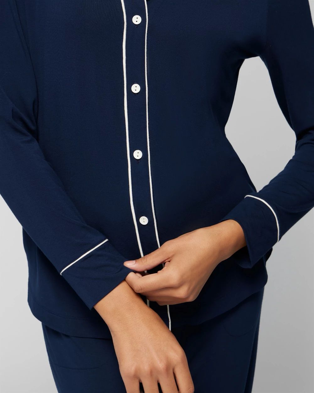 Cool Nights Long-Sleeve Notch Collar Pajama Top
