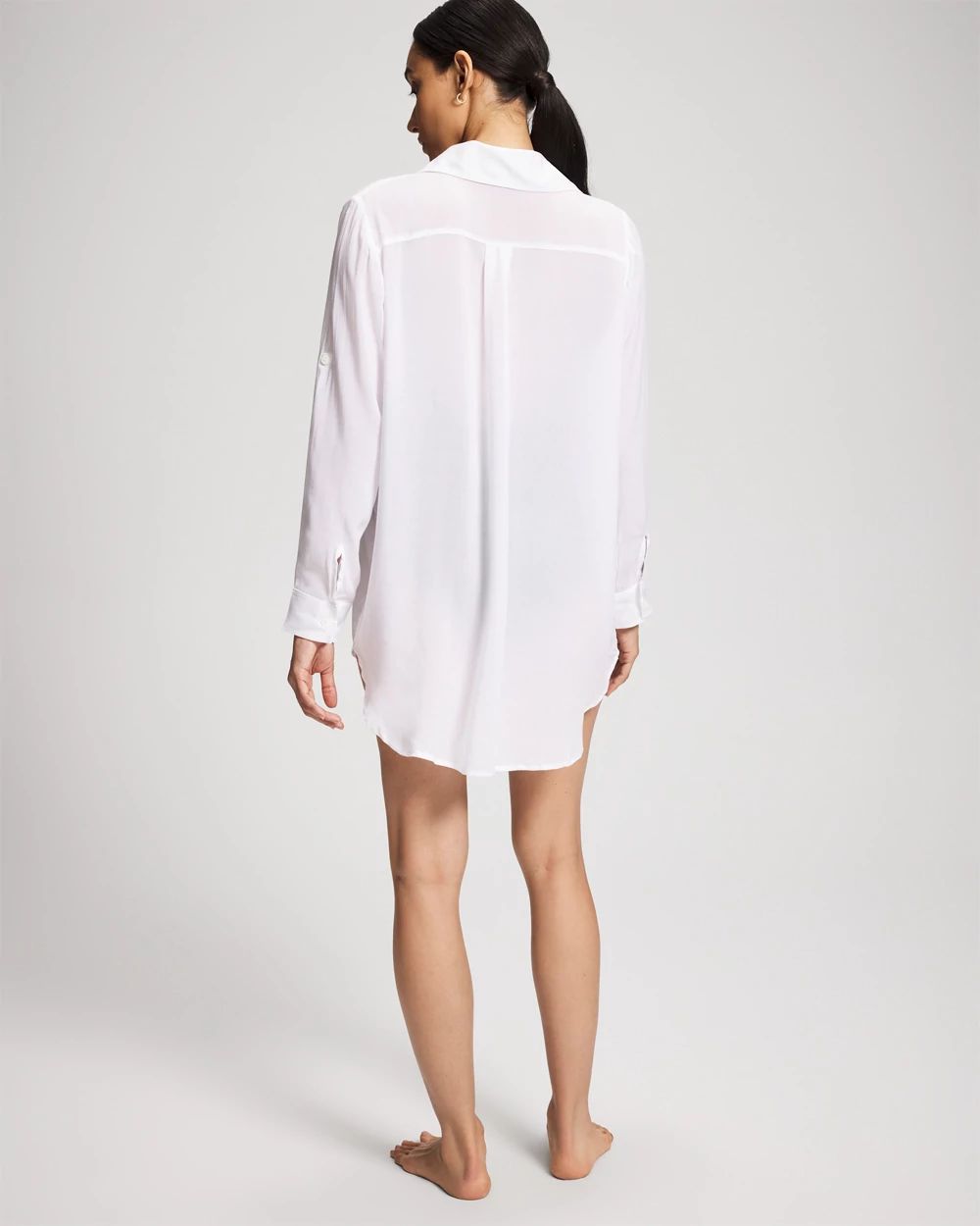 Solid Essentials Button Down Cover-Up Shirt click to view larger image.