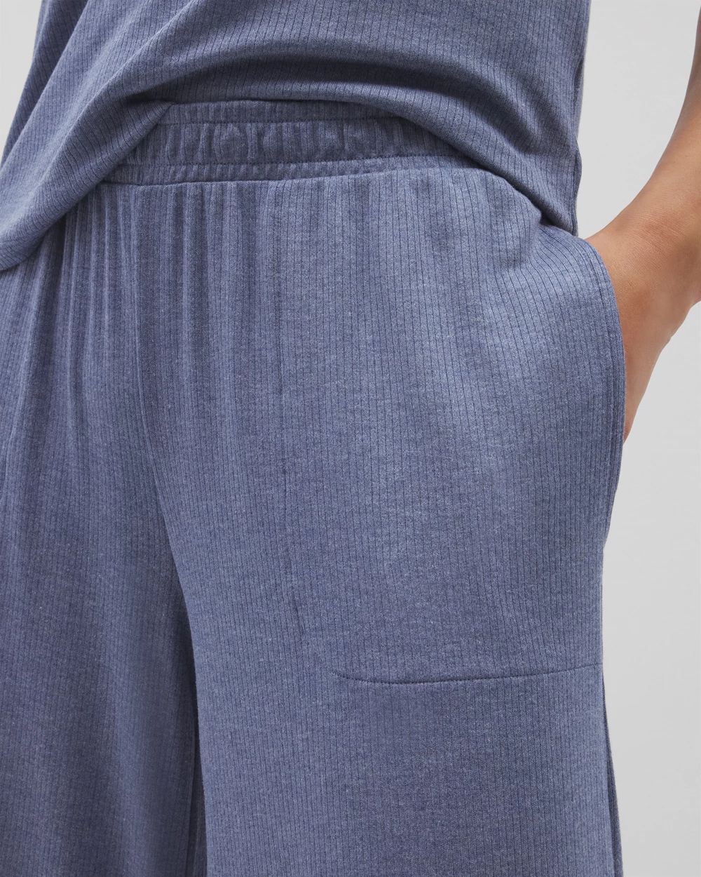 Lightweight Rib Knit Wide Leg Pajama Pants