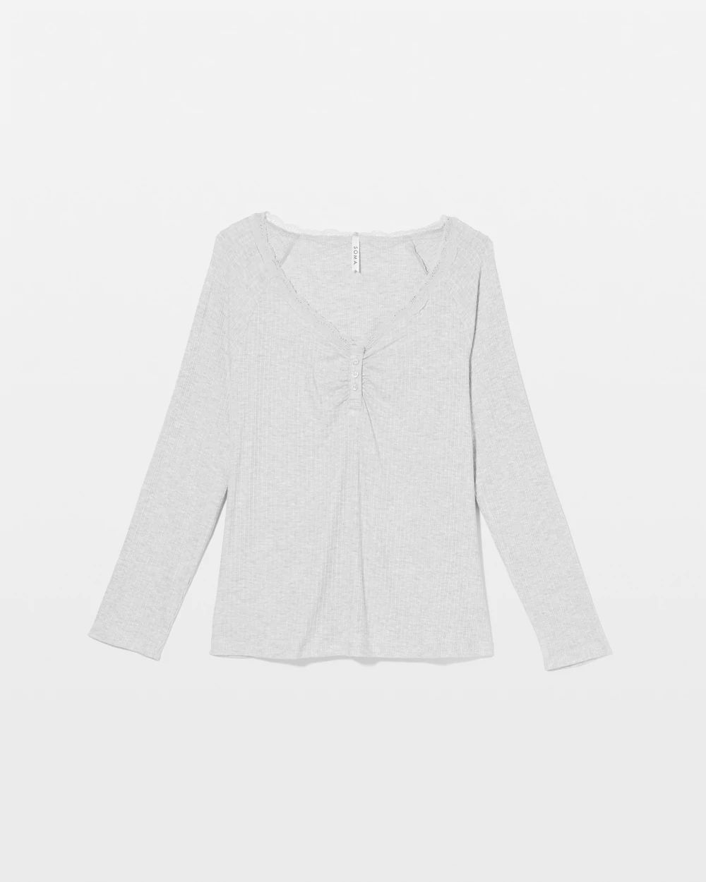 Pointelle Long Sleeve Pajama Top click to view larger image.