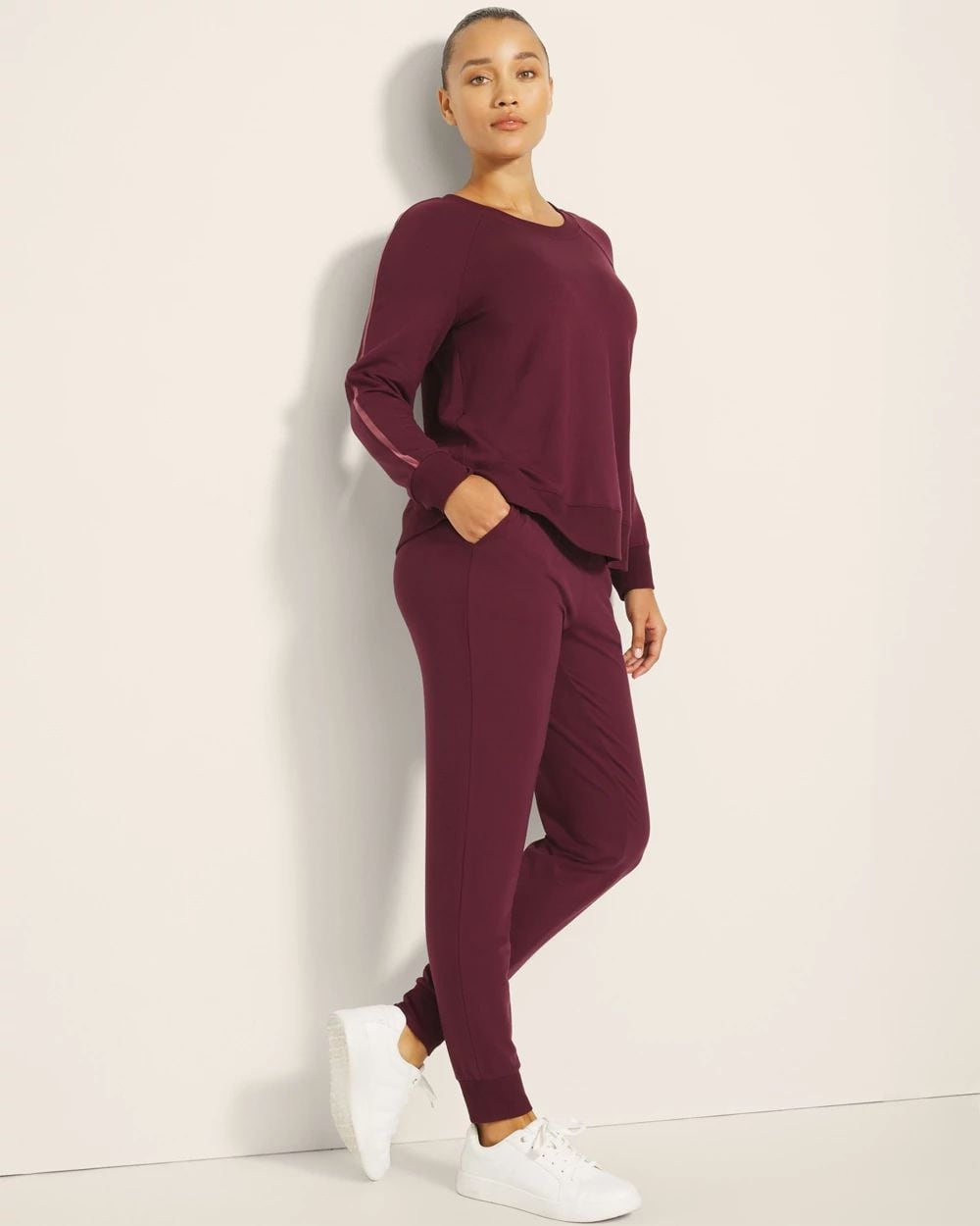 Ultra Soft Fleece Velour Trim Crewneck