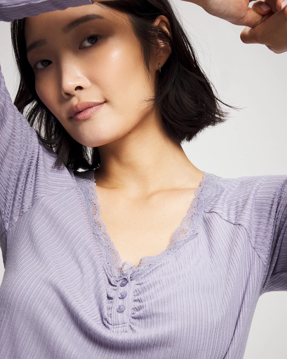 Pointelle Long Sleeve Pajama Top