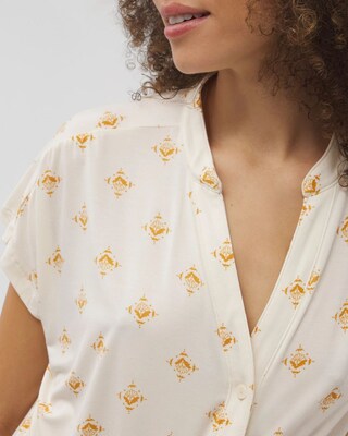 Mandarin Collar Short Sleeve Pajama Top click to view larger image.