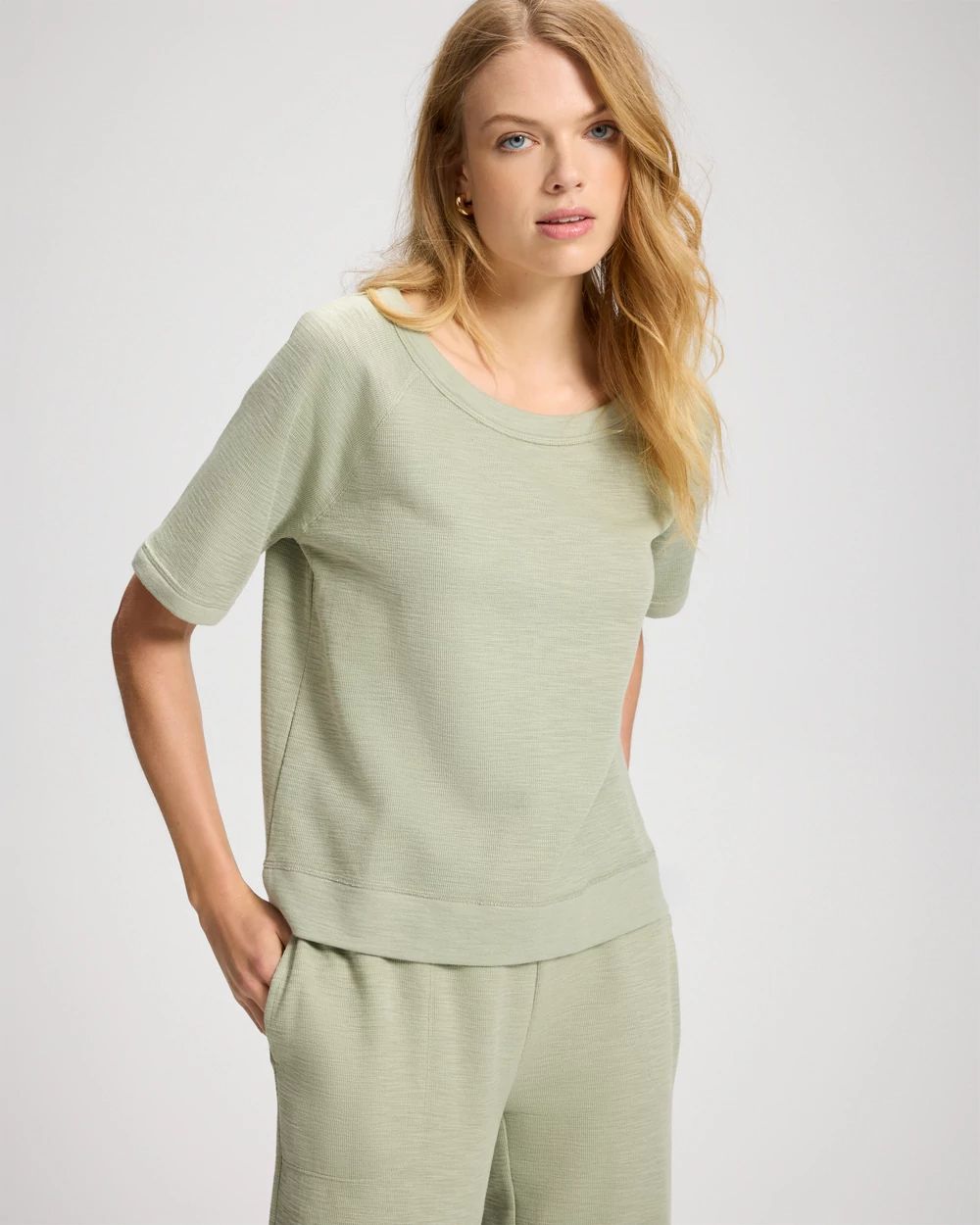 Slub French Terry Relaxed Dolman Sleeve Top