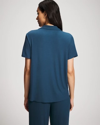 Rib Short Sleeve Notch Collar Pajama Top click to view larger image.