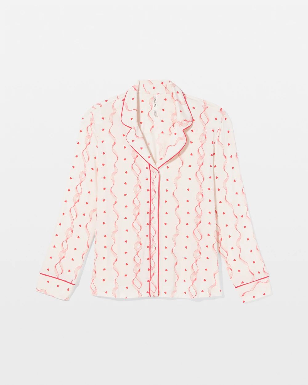 Cool Nights Long Sleeve Notch Collar with Piped Placket Pajama Top