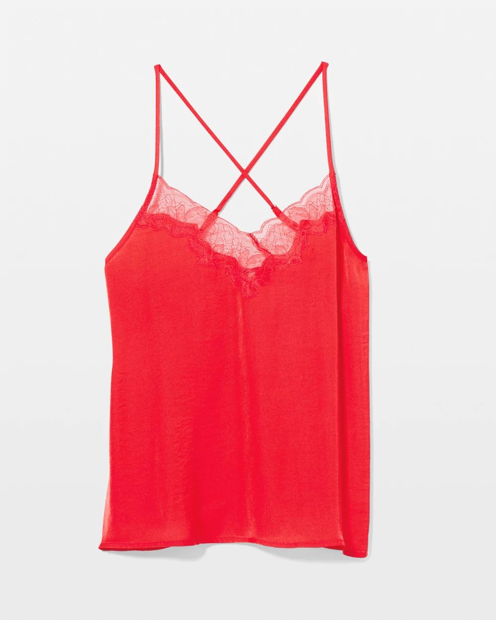 Crinkle Satin Lace Trim Pajama Cami