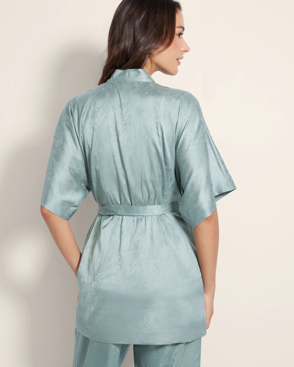 Satin Jacquard Short Robe