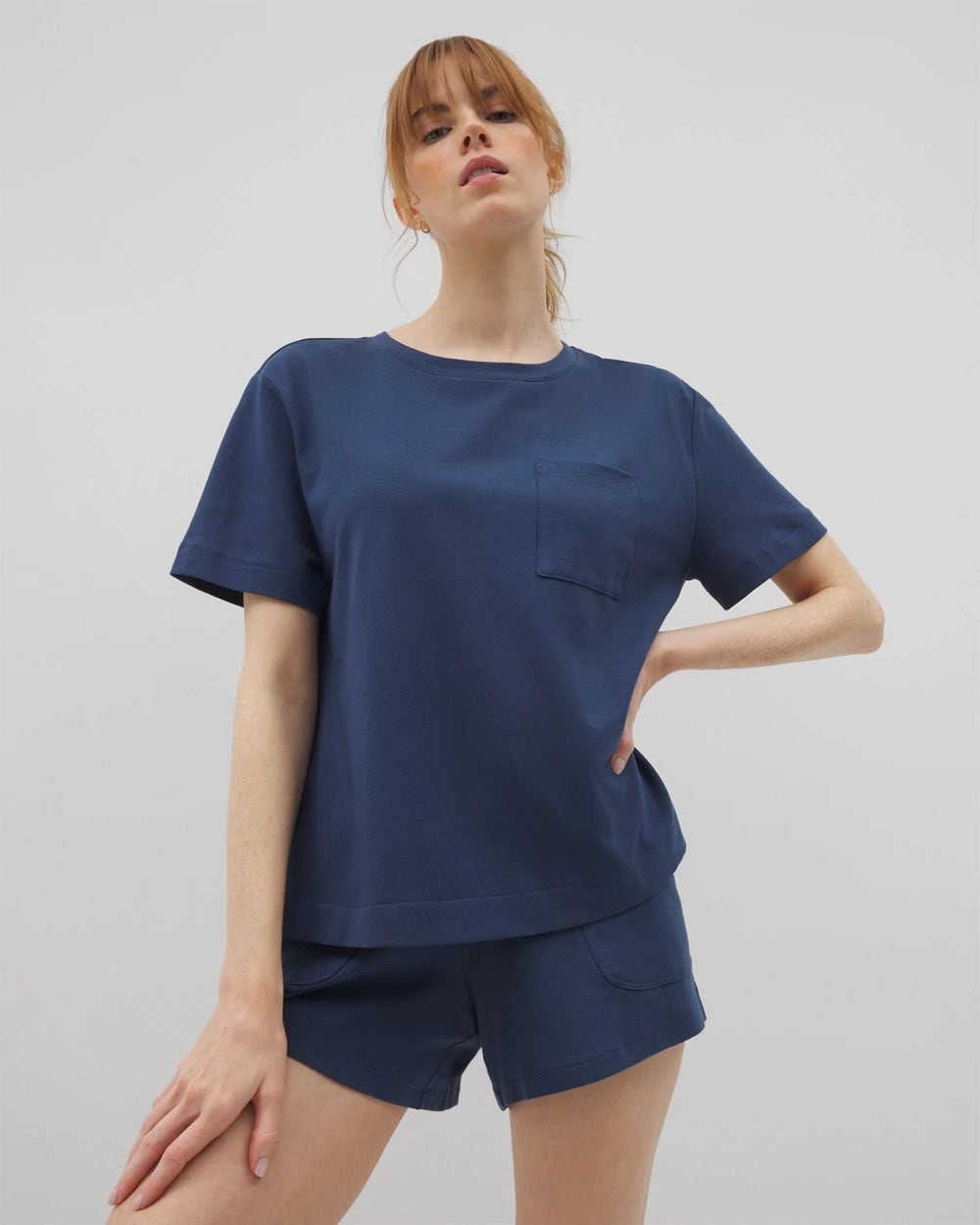 Most Loved Cotton Short-Sleeve Pocket Pajama Tee