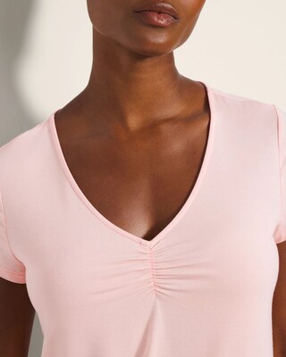 Ruched-Front Short-Sleeve Pajama Tee click to view larger image.