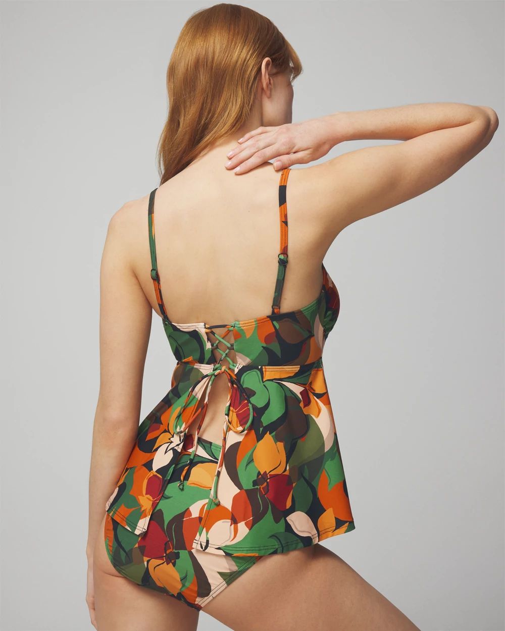 Tie-Front Lace-Up Back Tankini