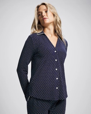 Long-Sleeve Notch Collar Pajama Top