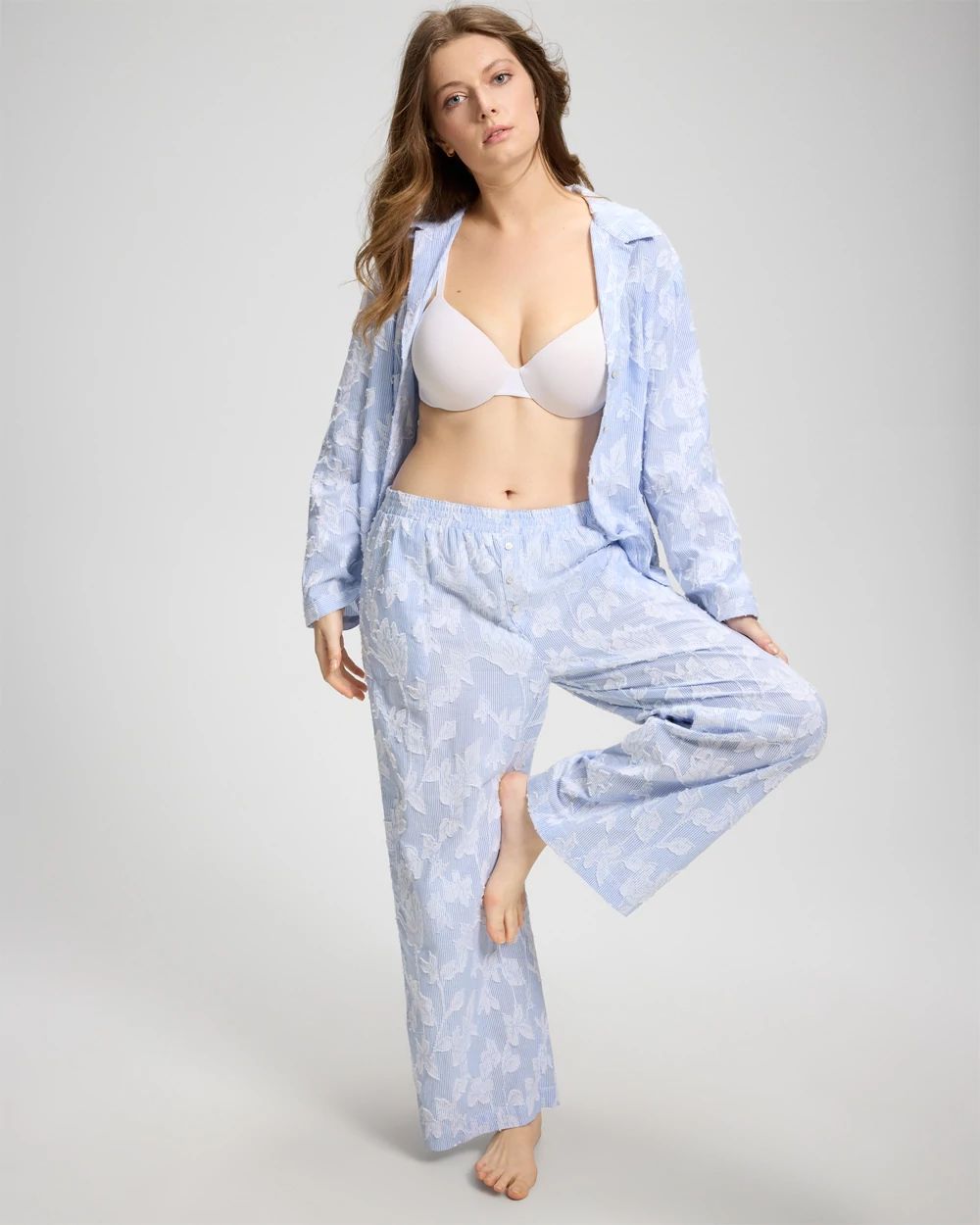Cotton Striped Jacquard Pajama Pants