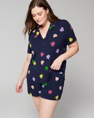 Short-Sleeve Notch Shorts Pajama Set