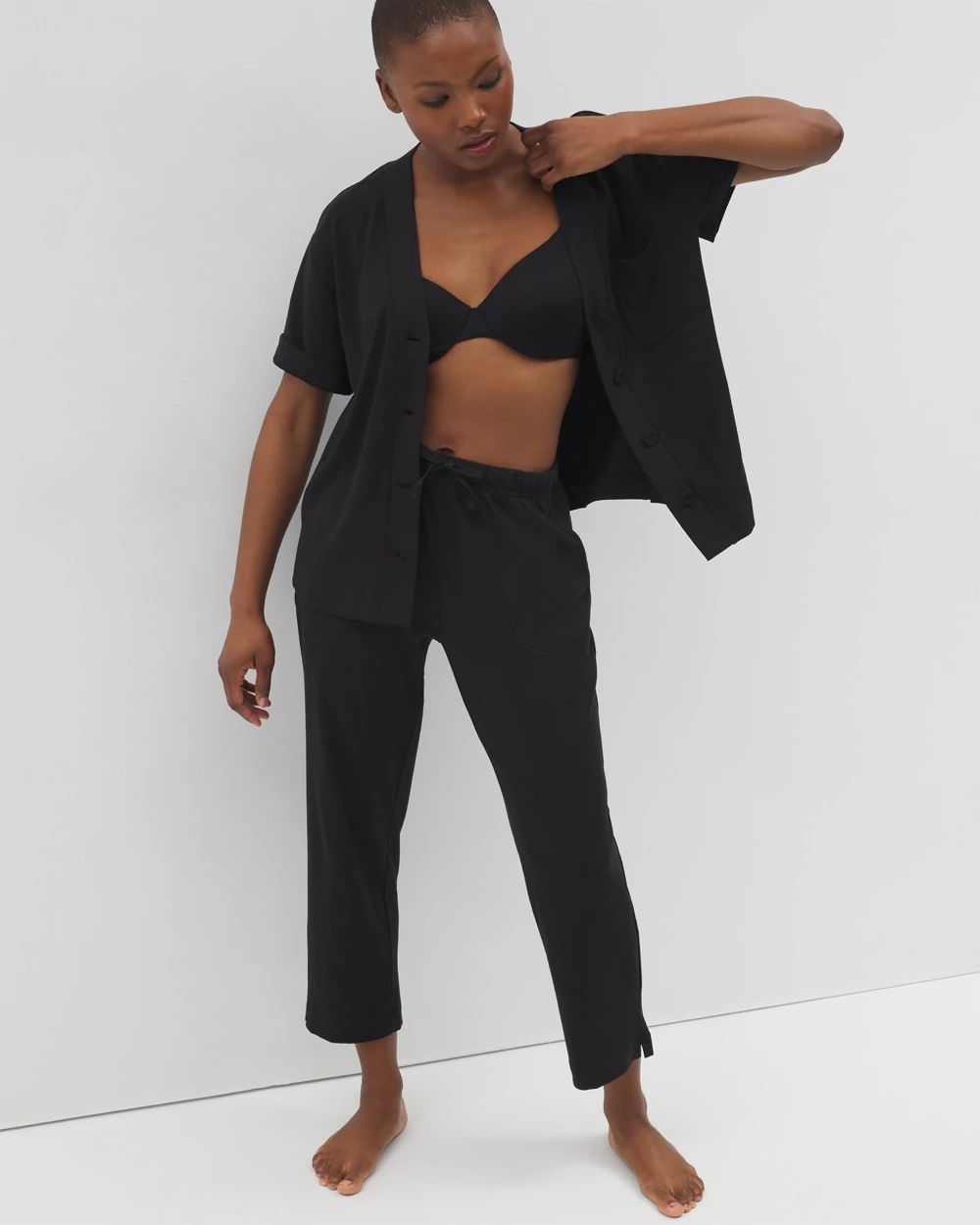 Most Loved Cotton Button-Front Pajama Tee