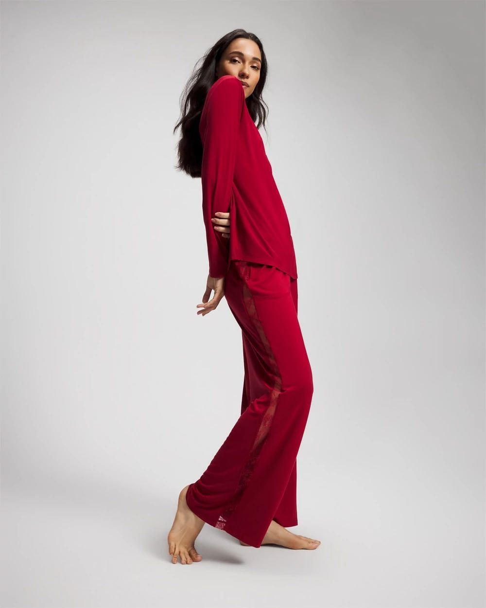 Lace Long Sleeve Pajama Top click to view larger image.