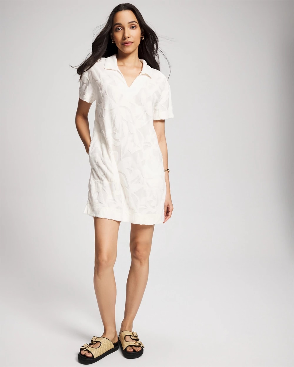 short sleeve jacquard dress Women's Short Sleeve Shirt Jacquard Midi Dress, Lilac